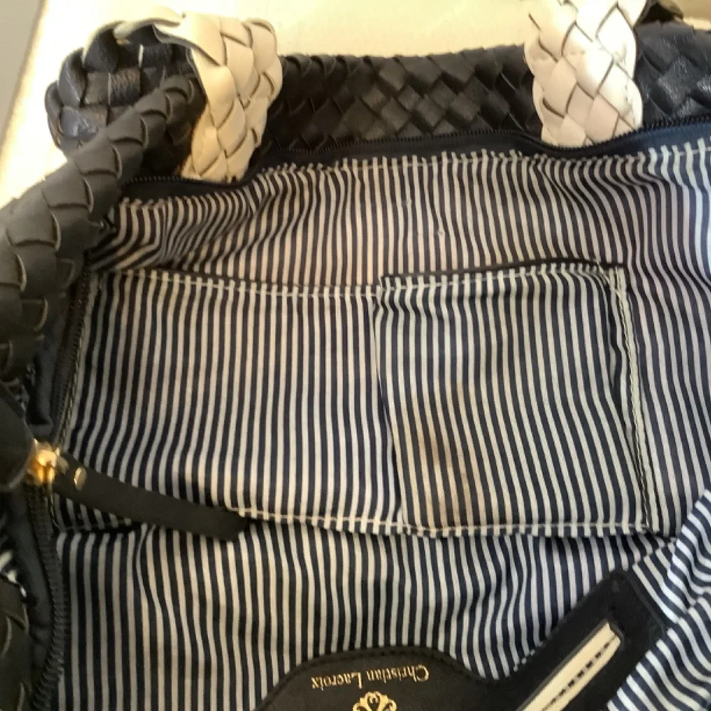 EUC Christian Lacroix navy white tote bag